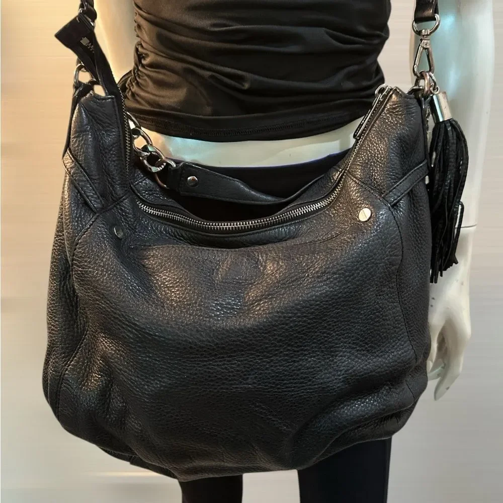Michael Kors Black Ruched Top and Chain Strap Bag